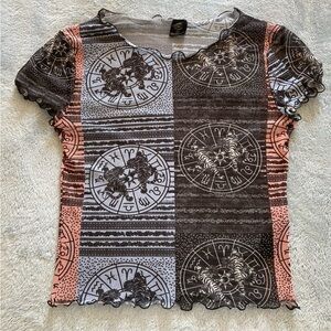 Urban Outfitters zodiac mesh cap sleeve top, size small